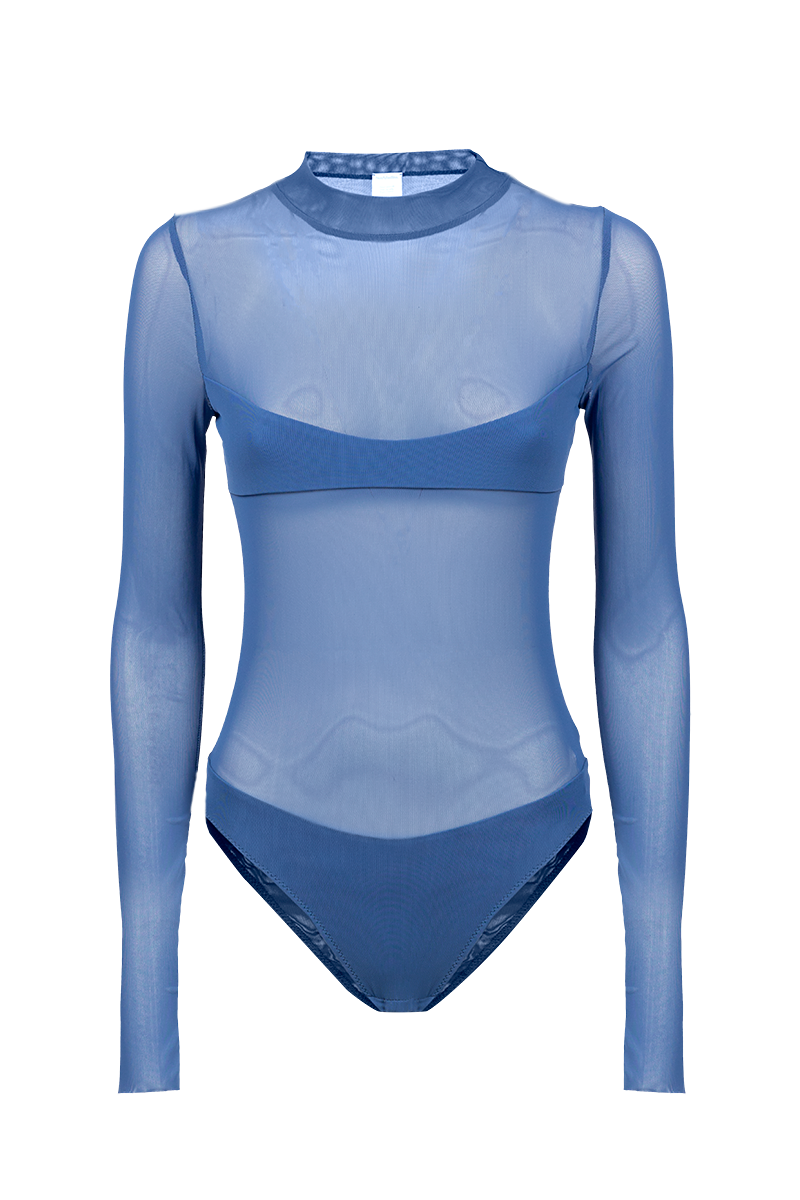 CERULEAN TULLE BODYSUIT