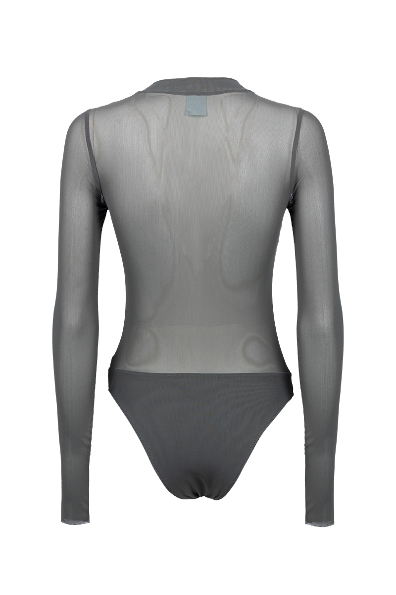 GRAY TULLE BODYSUIT