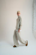 PANTALONI LUNGHI "NAT" IN MAGLIA CREMA